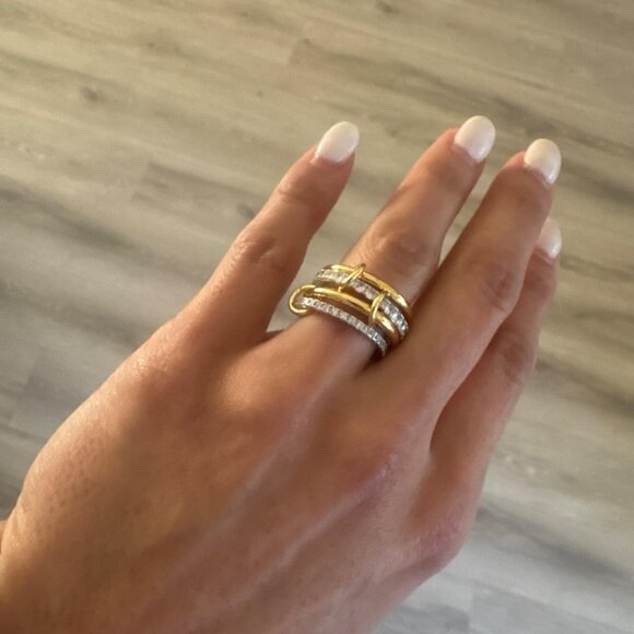 Neiman Marcus 18k Gold Plated Royalty Interlocking Ring - Picture 6 of 9